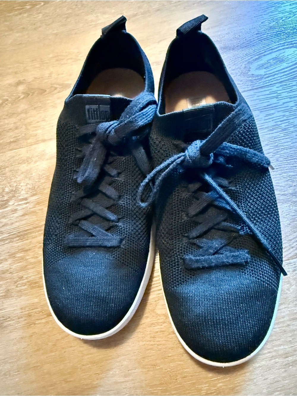 Fitflop Women's Black Knit Lace-Up Slip-On Sneakers